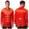 Men's Halloween SGT Sergeant Pepper Costume Jacket Marching Band Rock Man 60s Satin Cardigan Coat
