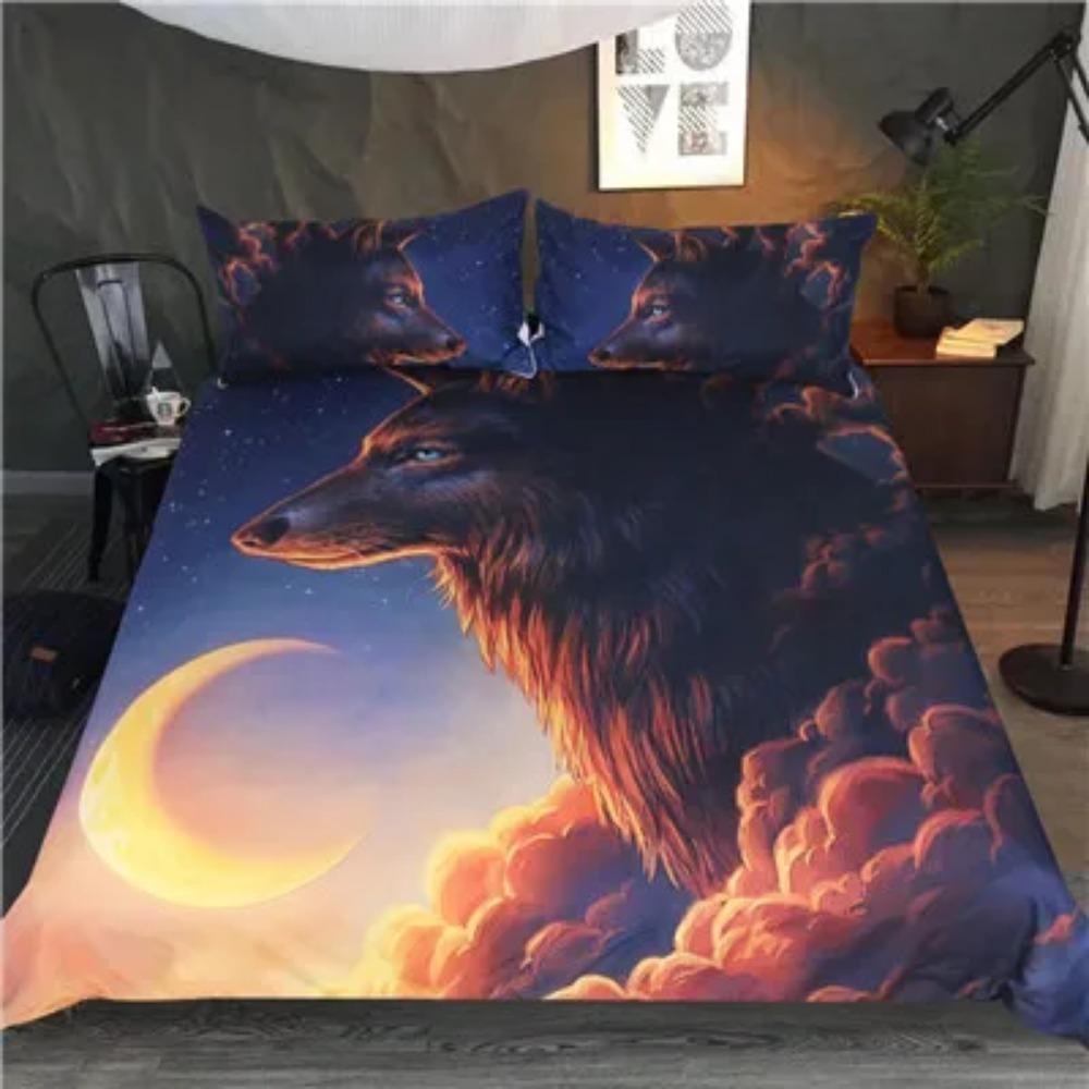 

Wolves God 3D Bedding Set King Queen Double Full Twin Single Size USA Premium Bed Linen Set EU single(135x200cm)