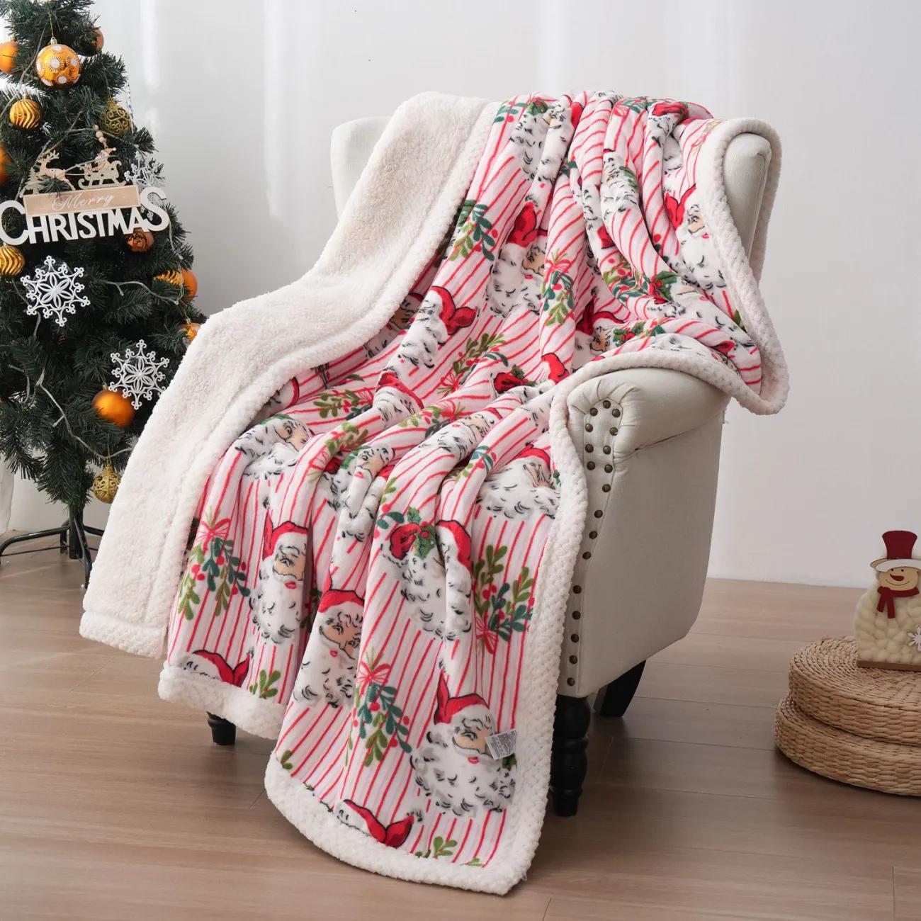 

WTEMPO Christmas Themed Pattern Printed Blankets Christmas Living Room Sofa Beding Blankets Winter Thickened Warm Blankets 1pc*150cm*200cm красный