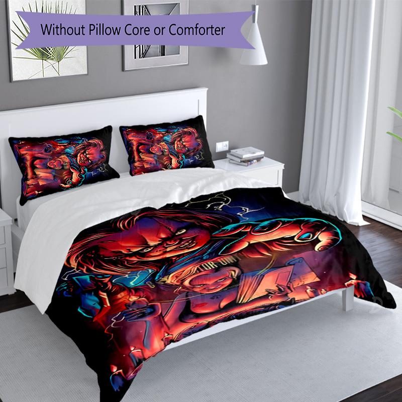 3pcs Chucky pattern bedding set duvet cover set includes duvet cover &pillowcases, perfect all season bedroom decoration & gift