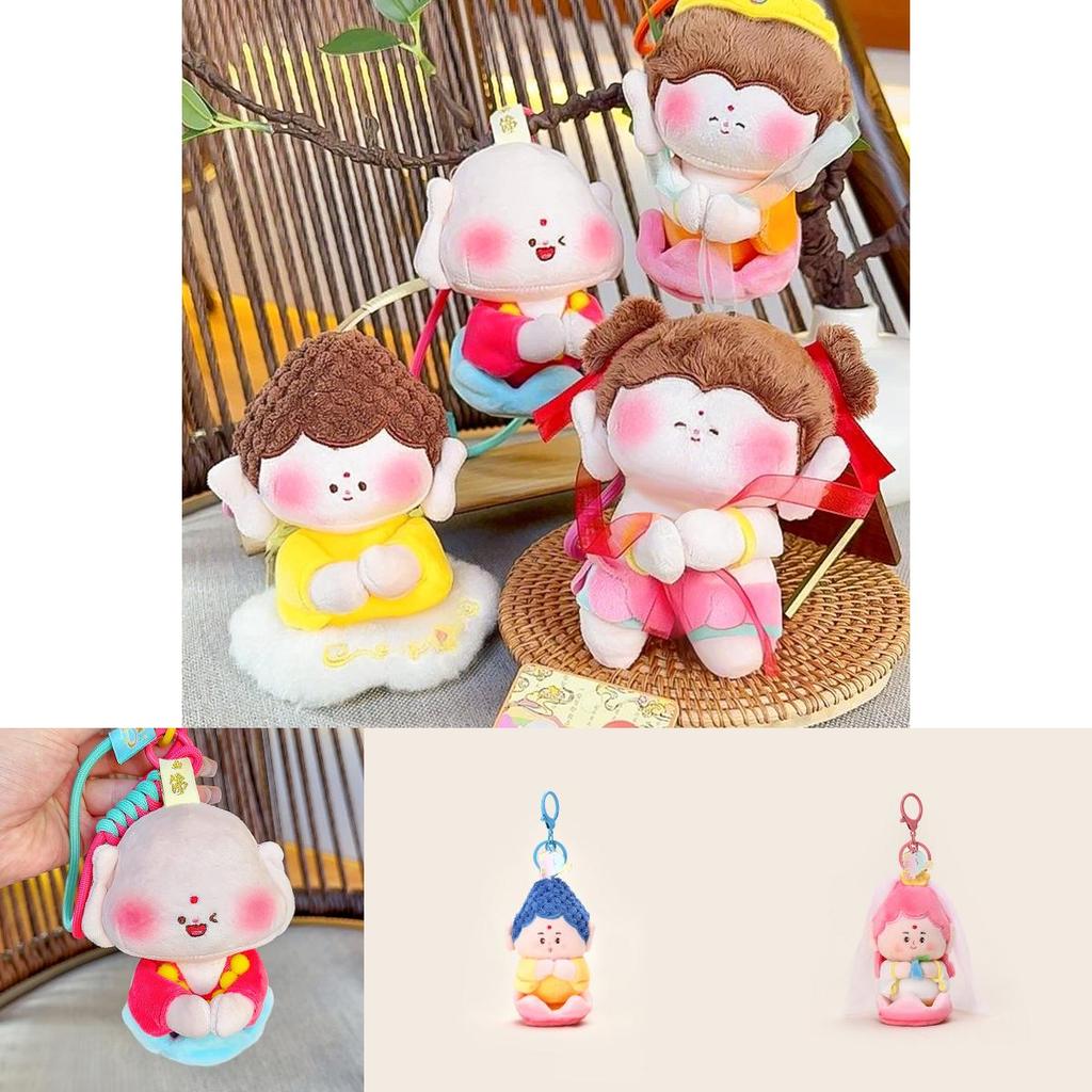 Symbolic Buddha Plush Keychain With Magnetic Sucker And Pullout Base For Key And Bag Accessories