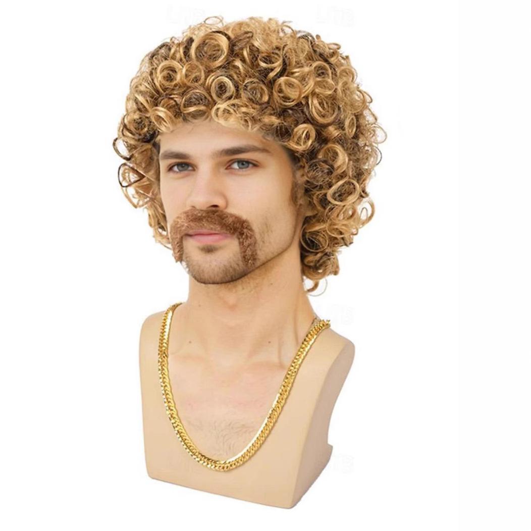 

Короткие кудрявые парики для мужчин Синтетический темно-коричневый парик Мужской термостойкий повседневный натуральный пушистый дышащий мужской парик Косплей Хэллоуин