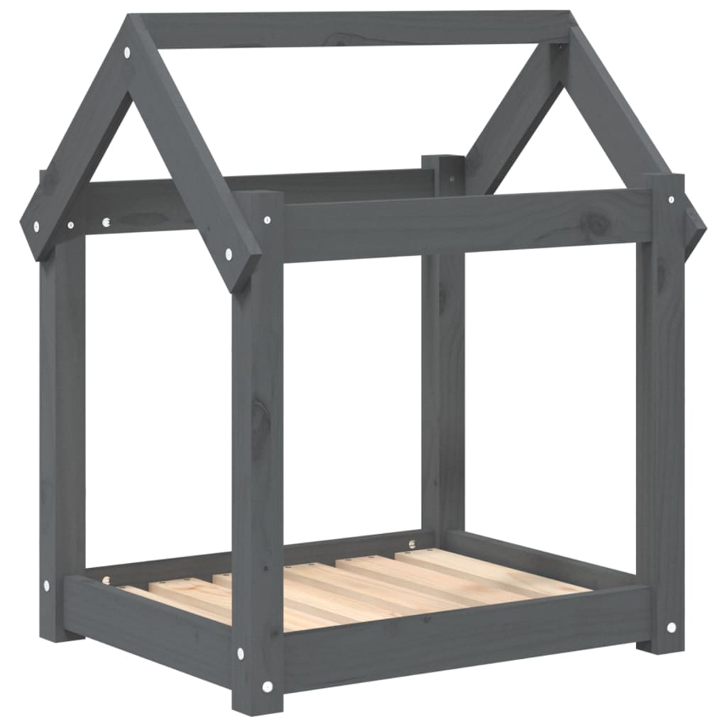 Vidaxl Legowisko Dla Psa, Szare, 61X50X70 Cm, Lite Drewno Sosnowe