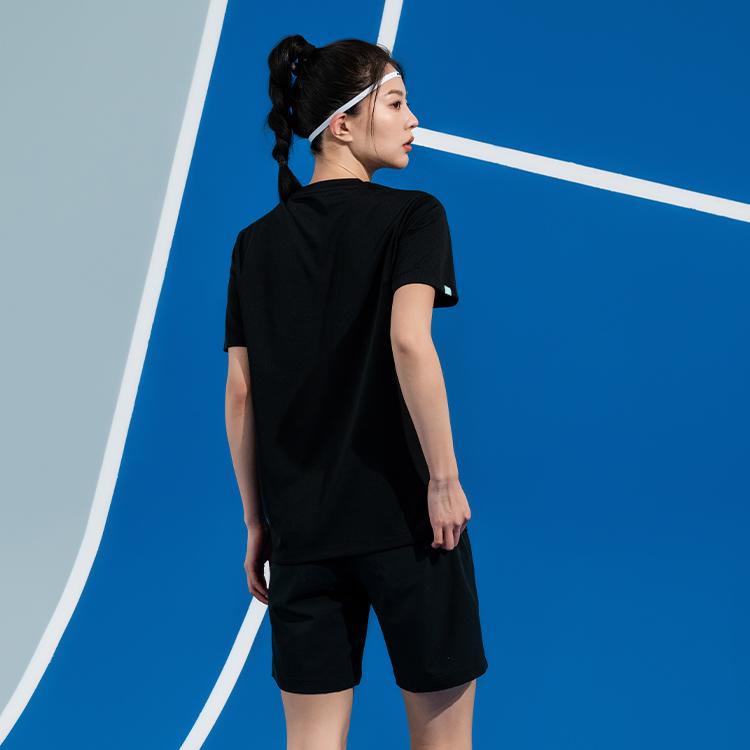 Li Ning Sportlich Lässig Einfarbig Buchstaben Rundhals Pullover Bequem Atmungsaktiv Badminton Shirt Unisex Oberteile Schwarz AHSV055-1