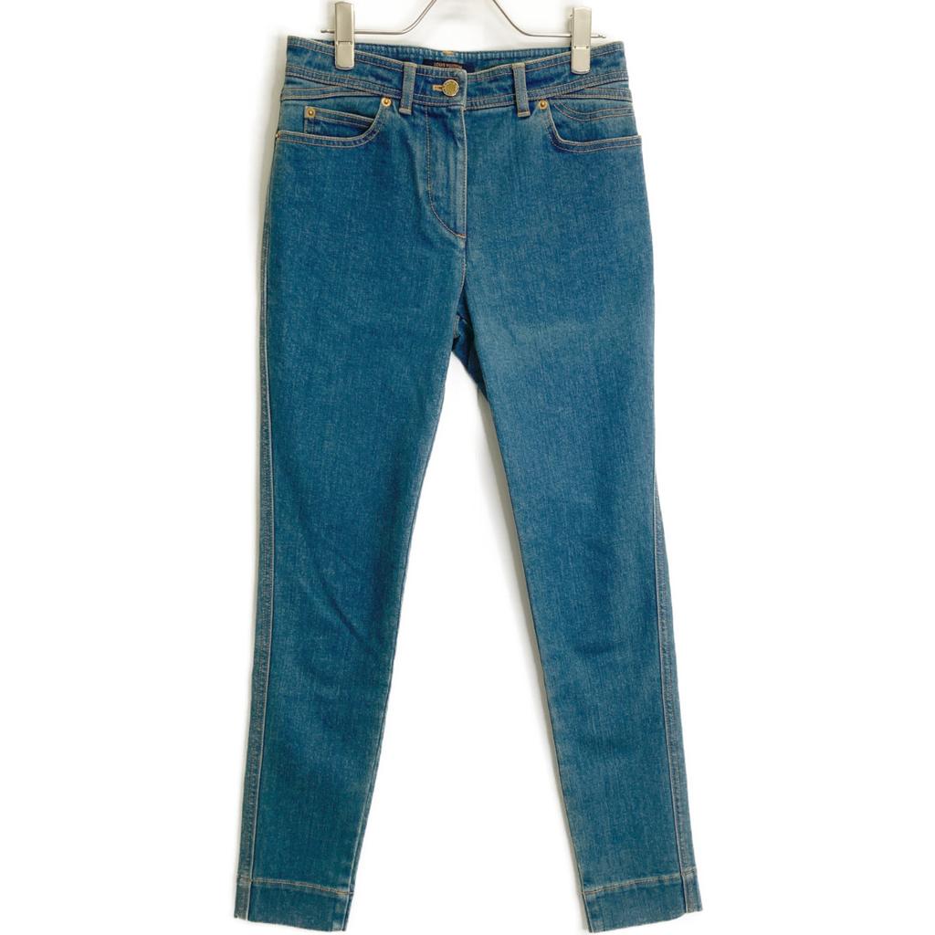 LOUIS VUITTON Domestic regular FGPA23DHM Monogram patch denim pants jeans Bottoms 36 blueUsed