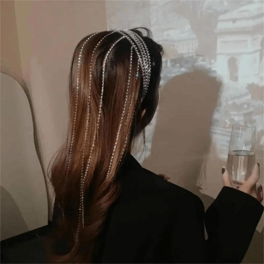 Luxury Crystal Hair Chain Reflection Shiny Hair Accessories Fashionable Girls Headwear  Parties