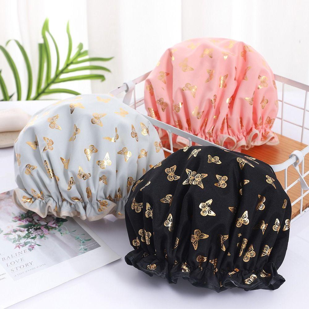 Double Hair Cap Waterproof Head Cover Reusable Shower Cap  Shampoo Hair Bath Makeup