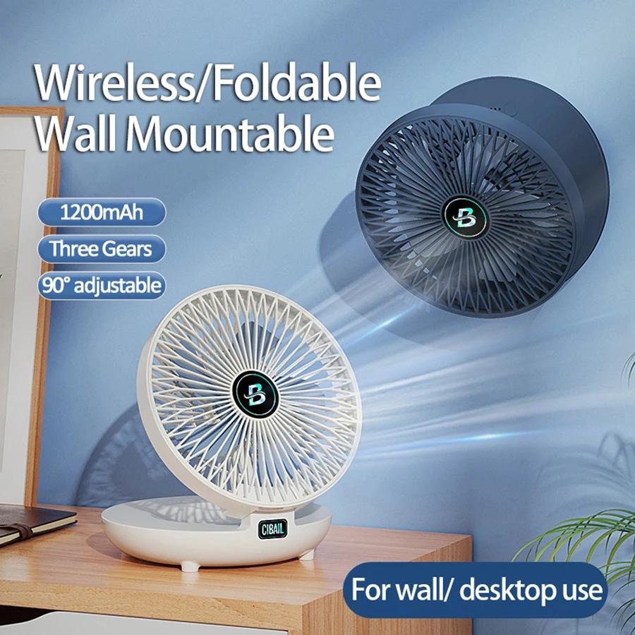 2026 Best Selling Rechargeable 90° Adjustable Desktop Fan Portable Air Conditioner Wall Mounted Fan Foldable for Home Office