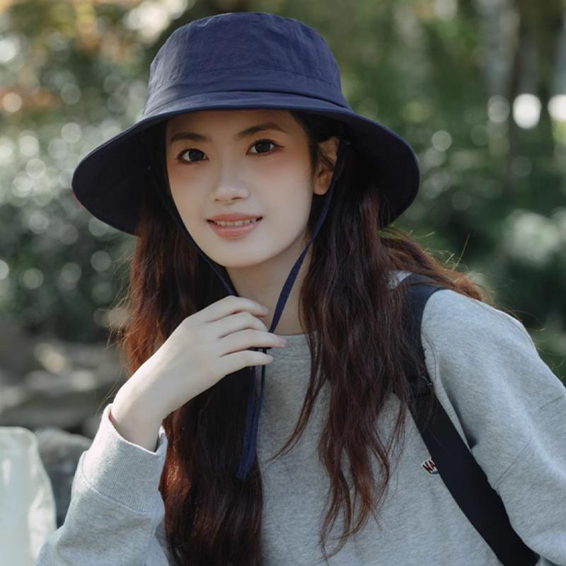 2025  Hat Women Summer Uv Protection Sun Protection Mountaineering Quick-Drying Fisherman Hat Windproof Rope Sun Hat