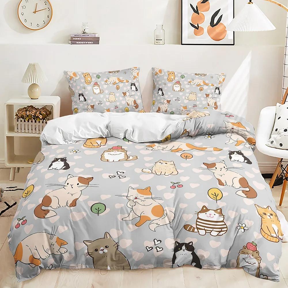 Cute Sheep Duvet Cover Set Twin King Cartoon Animal Bedding Set Polyester Rainbow Moon Comforter Cover For Kids Girl Kawaii Room