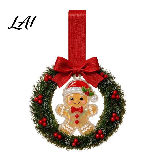 Versatile Seasonal Hanging Wreath Mini Christmas Door Handle Decoration Gingerbread/Angel/Bell/Snowman Artificial Pine Desktop Scenery with