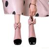 winter Thick heeled square toe side zipper short boots with butterfly bow anti slip warm temperament versatile women's shoes