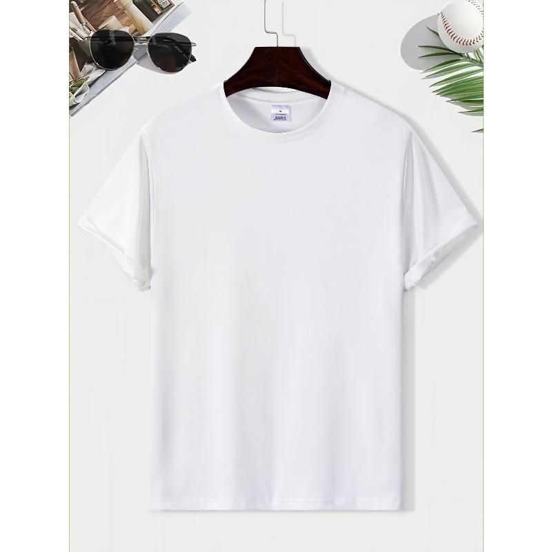 Men's Summer Short Sleeve T-Shirt with Letter '' Print - Casual Round Neck Breathable Top, Short Sleeve Summer, Machine Washable, Versatile for Casual