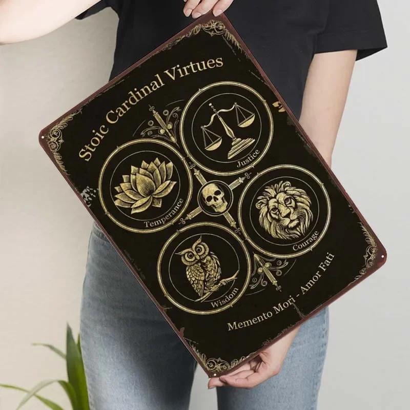 

Stoic Cardinal Virtues G Metal Sign Inspirational Poster Modern Home Decoration Ornaments Tinplate Sign for Wall Art Decoration 7.9x11.8In(20x30cm)
