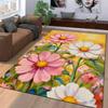 Colorful Floral Pattern Carpet with Pink and White Blossoms Design Suitable for use as an anti-slip for living room bedroom sofas