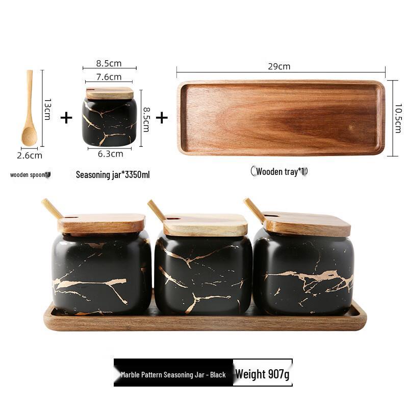 Aiqiyi A1 Frosted Marble Ceramic Seasoning Jar Set