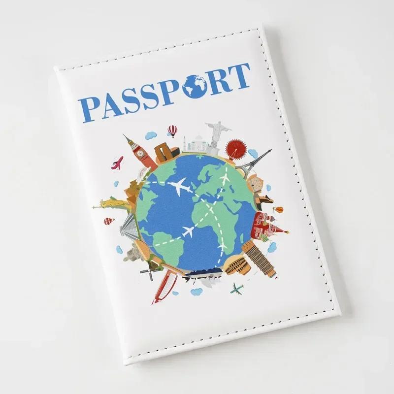 

Trendy Print Global Passport Cover Pu leather Plane Ticket Holder Passport Holder Id Card Holder Passport Covers Travel Accessories