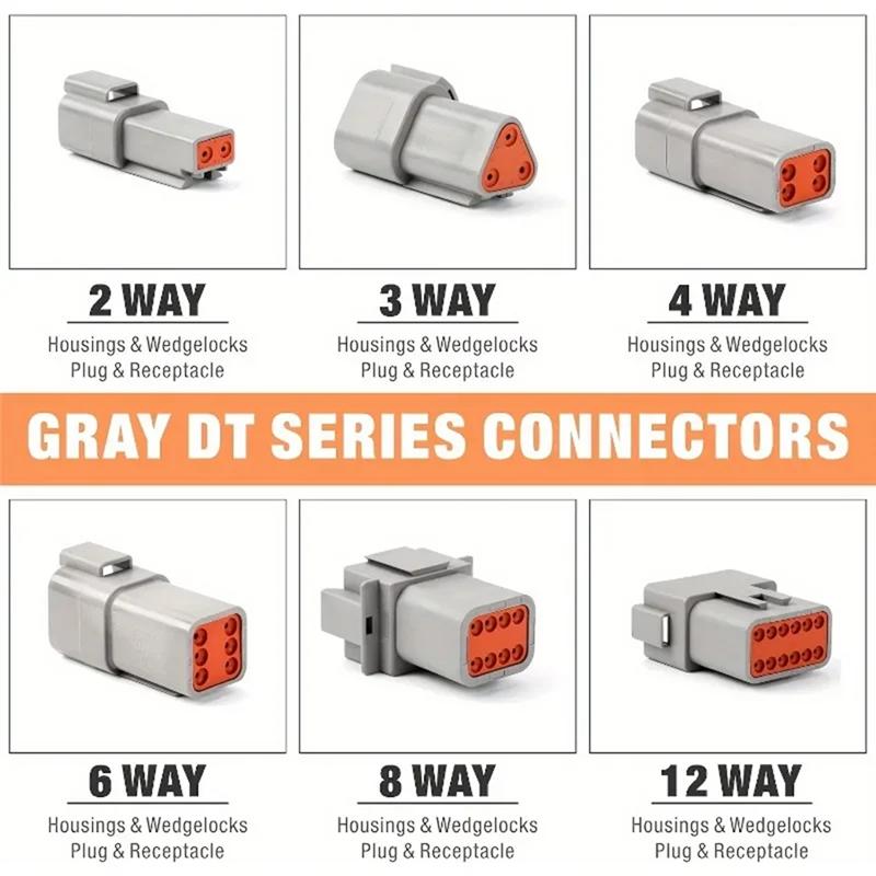 A27F-188Pcs Deutsch DT Series Waterproof Automotive Electrical Connectors, Size 16 Stamped Contacts Connector Assortment