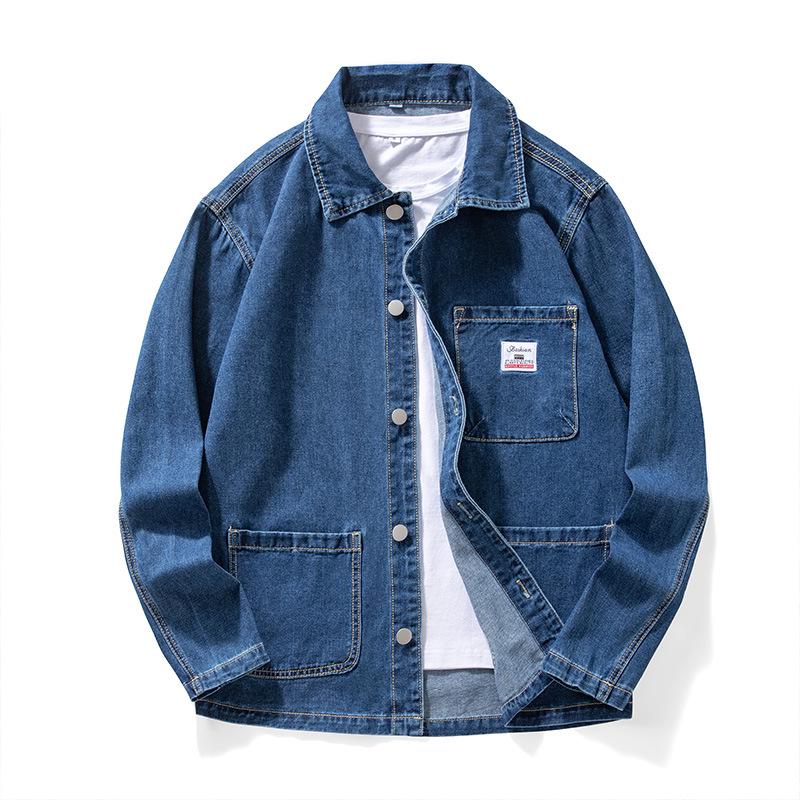 Herren Retro Gewaschenes Lässiges Jeanshemd - Lockere Passform, Langarm für Frühling & Herbst 2XL (80-90 kg) 596g gray