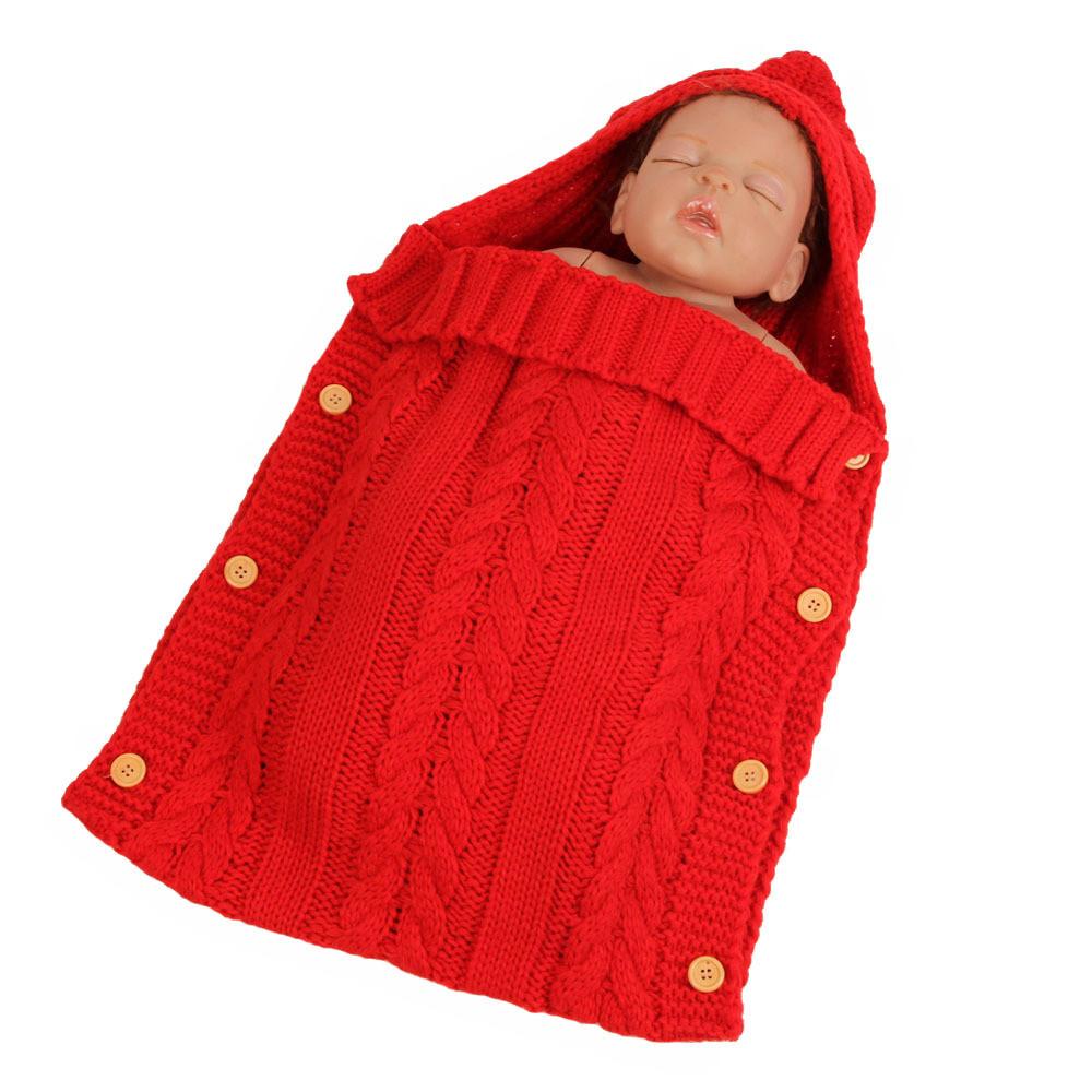 Sleeping Knitted Bag Newborn Baby Autumn Winter Button Stroller Bag Sleeping
