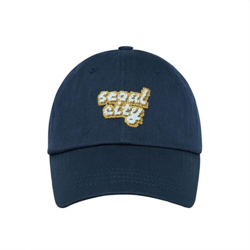 

LOLONG SEOUL CITY NEEDLEPOINT HAT - NAVY FREE