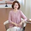 Mom's Spring Knit Cardigan Set: Stylish, Age-Reducing Two-Piece for Middle-Aged and Elderly, Perfect for Spring and Autumn Elegance.