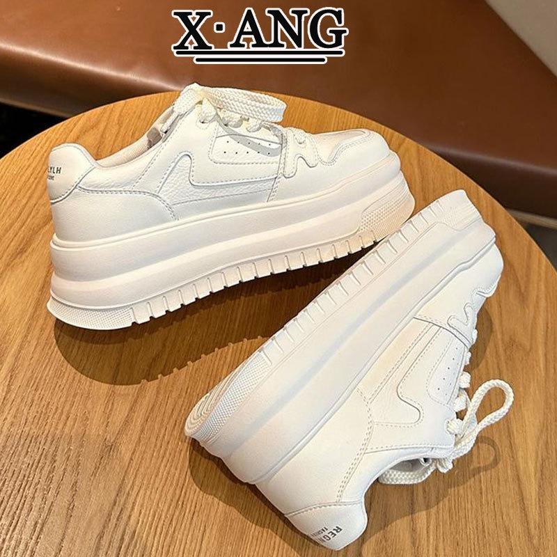 Thick-soled heightening women's shoes leather board shoes spring and summer new versatile little white shoes children's casual sports shoes