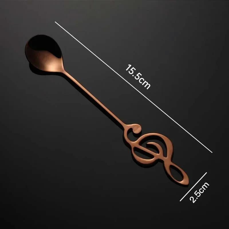 Stainless Steel Musical Note Spoon Creative Coffee Spoon Ice Cream Teaspoon Stirring Dessert Spoon Home Accessories