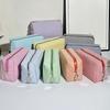 Striped Cosmetic Bag Travel Makeup Pouch Portable Makeup Bag Zippered Toiletry Bag for Women Makeup Brushes