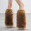 1 Pair Women Boot Cuffs Imitation Wolf Hair Plush Leg Warmers Stage Performances Halloween Christmas Costumes Outfit Accessories