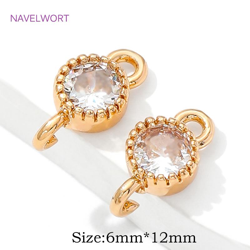 3 Size 18K Gold Plated Mini Round Connector Charms,Inlaid Zircon Connector For Jewelry Making,DIY Earring Making Supplies