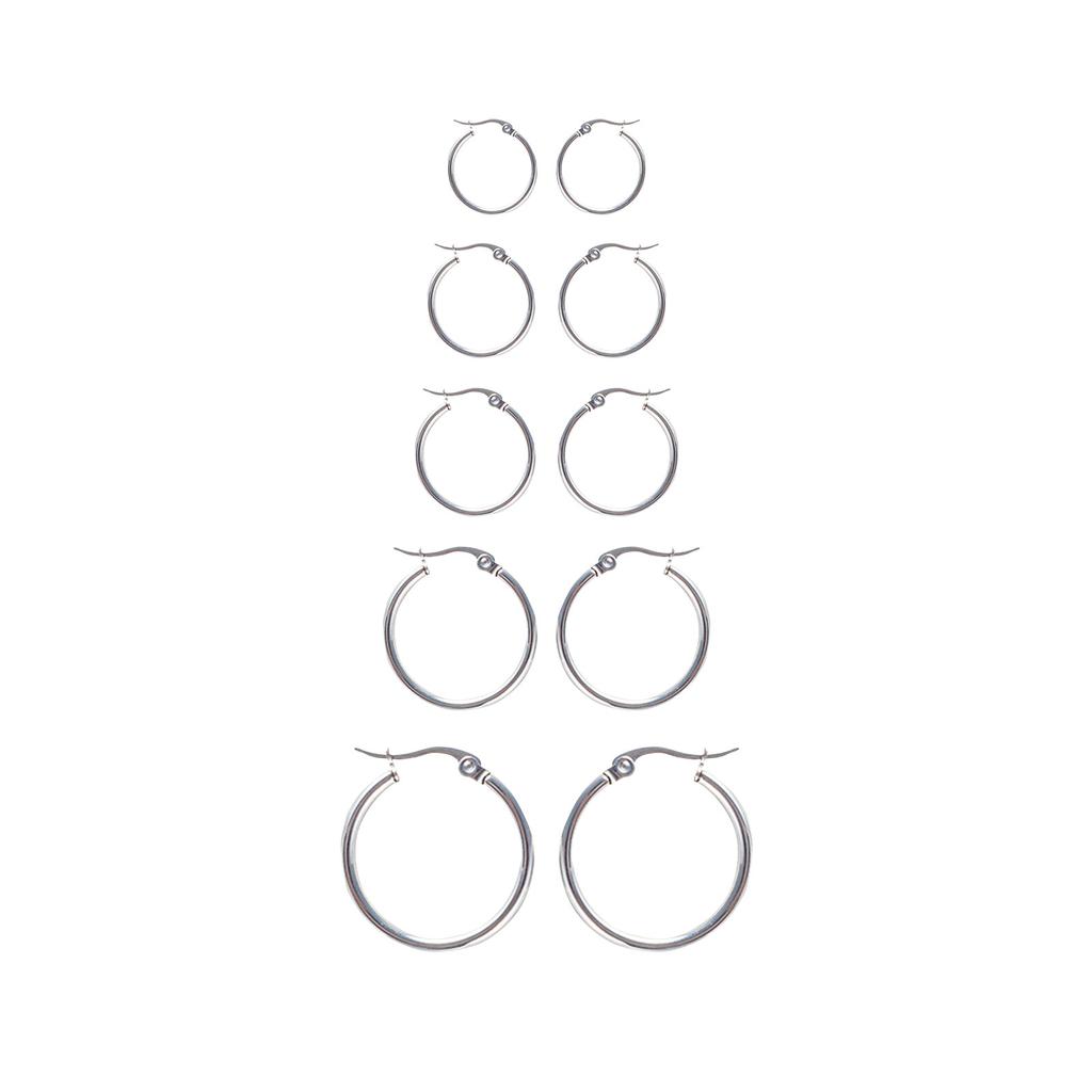 5 Pairs Of Circular Stainless Steel Earrings Gold Electroplated Round Head Thin Ear Needles Ear Coils