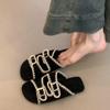 Retro Niche Beach Flat-bottomed Open-toed Cool Slippers Women's French Casual Outerwear Fashion One-word Slippers