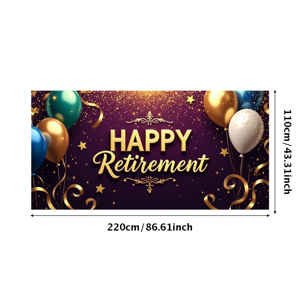 Happy Retirement Banner Gold Silver Balloon Retirement Party Decoration Backdrop Celebration Event Background Props Customized