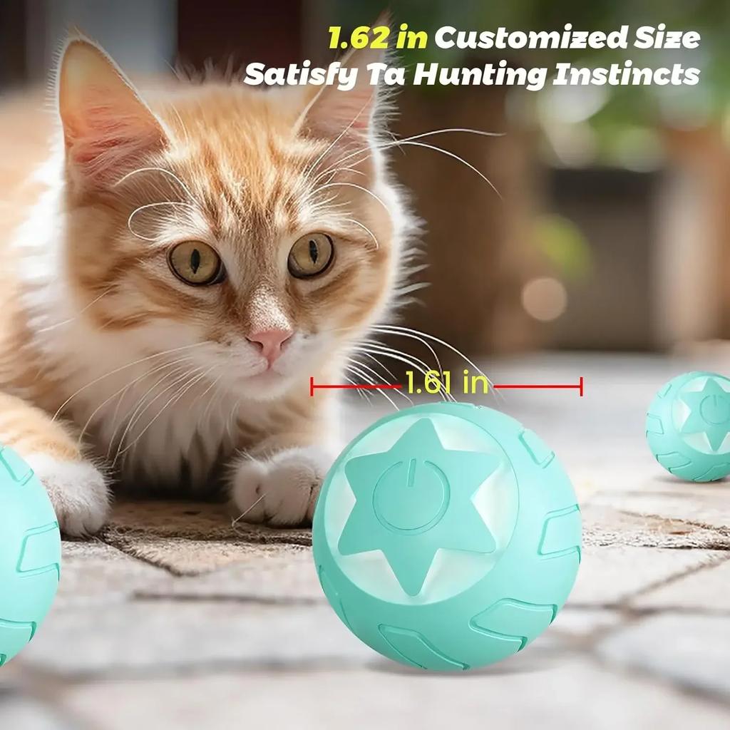 Interaktiver Katzenspielzeugball, automatischer, selbstdrehender Rollball, 360° drehbar, Übungsball für Haustiere, Verfolgungsspielzeugball für Kätzchen und Hunde