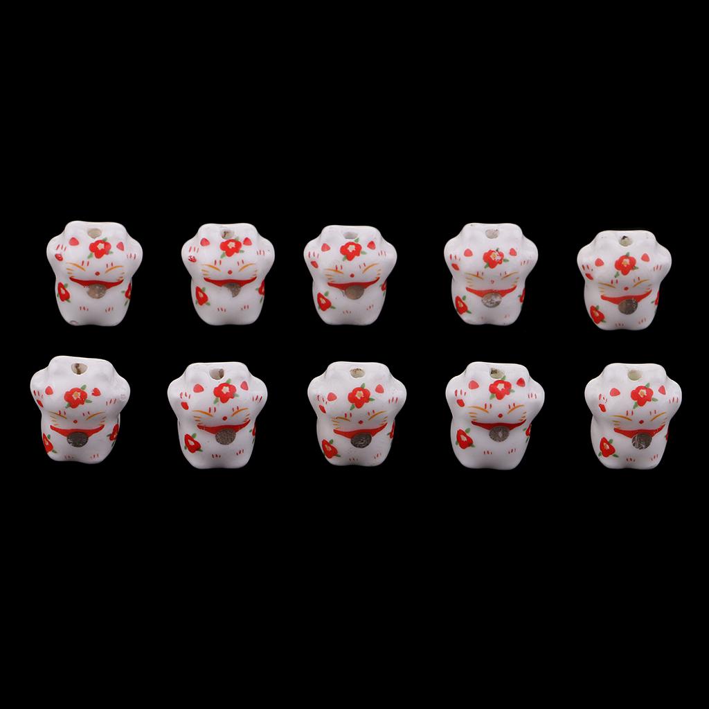 

Керамические бусины «Кот удачи», 10 шт., фарфоровые проставки «Манеки-нэко», 15x12 мм.