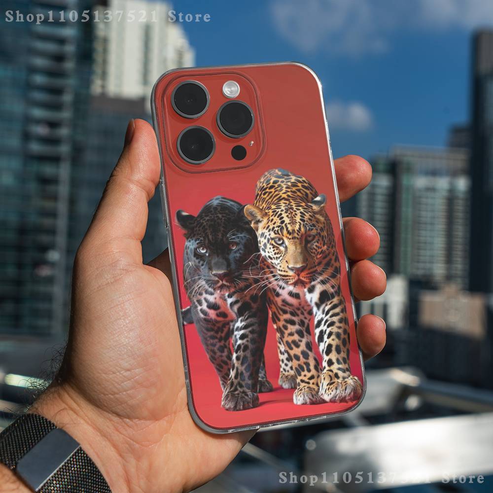 Cool Leopard Leopard Print Phone Case For iPhone 17,16,15,14,13,12,11 Pro,Max,Plus,XR,Mini,E Clear Full-coverage Soft Cover