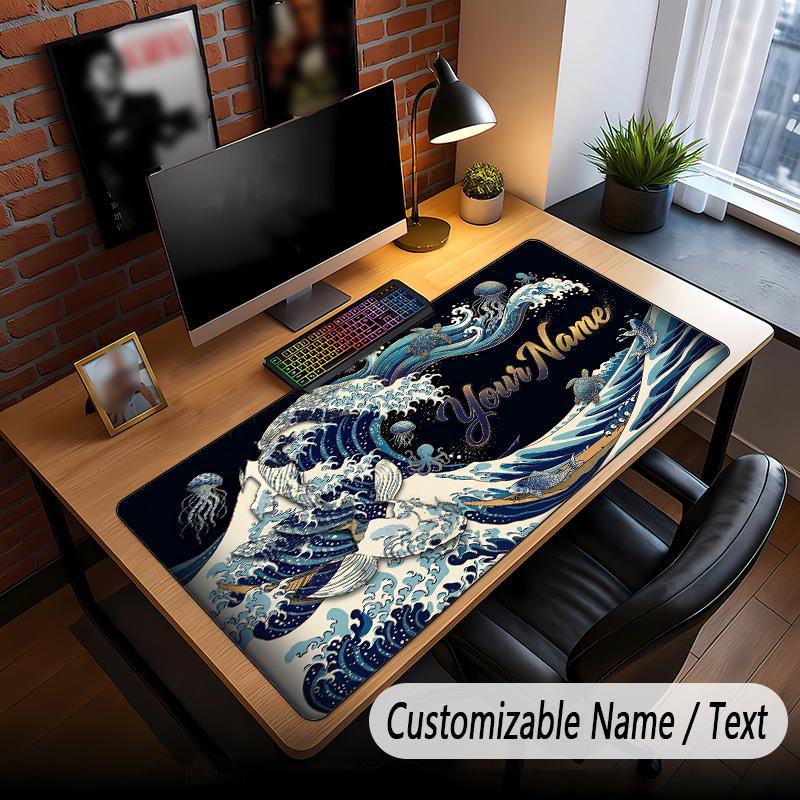 Fish Ocean Theme Custom Mouse Pad Personalized With Name Text Customized Desk Mat For Office Home Decor