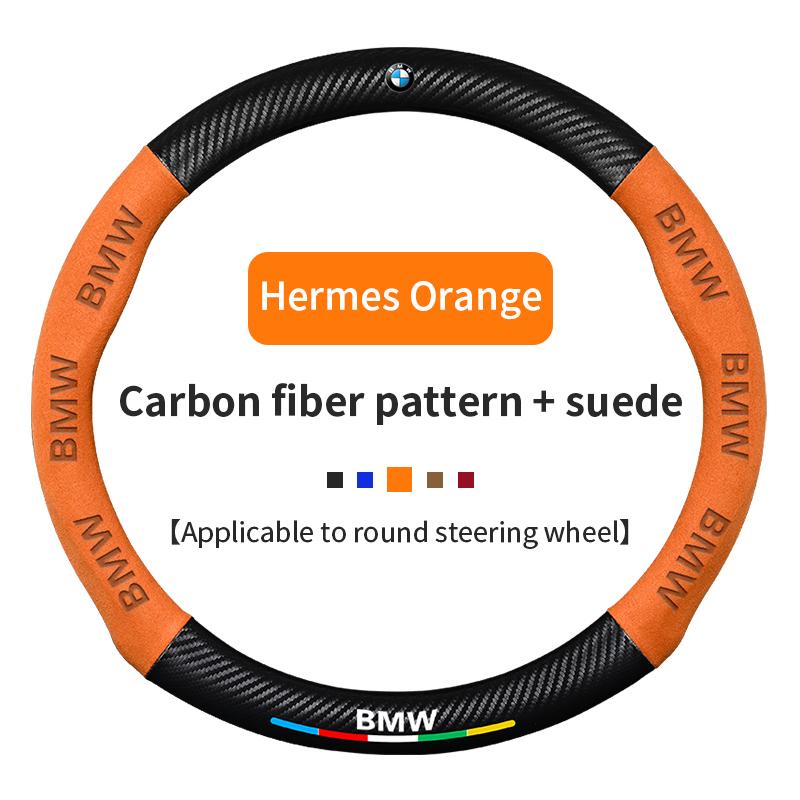 AXLUY1 For BMW M Power X3 X4 X5 X7 E36 E39 E46 E60 E65 E90 F10 F15 F20 F25 F30 G20 G30 G05 Car Carbon Fiber Suede Steering Wheel Cover