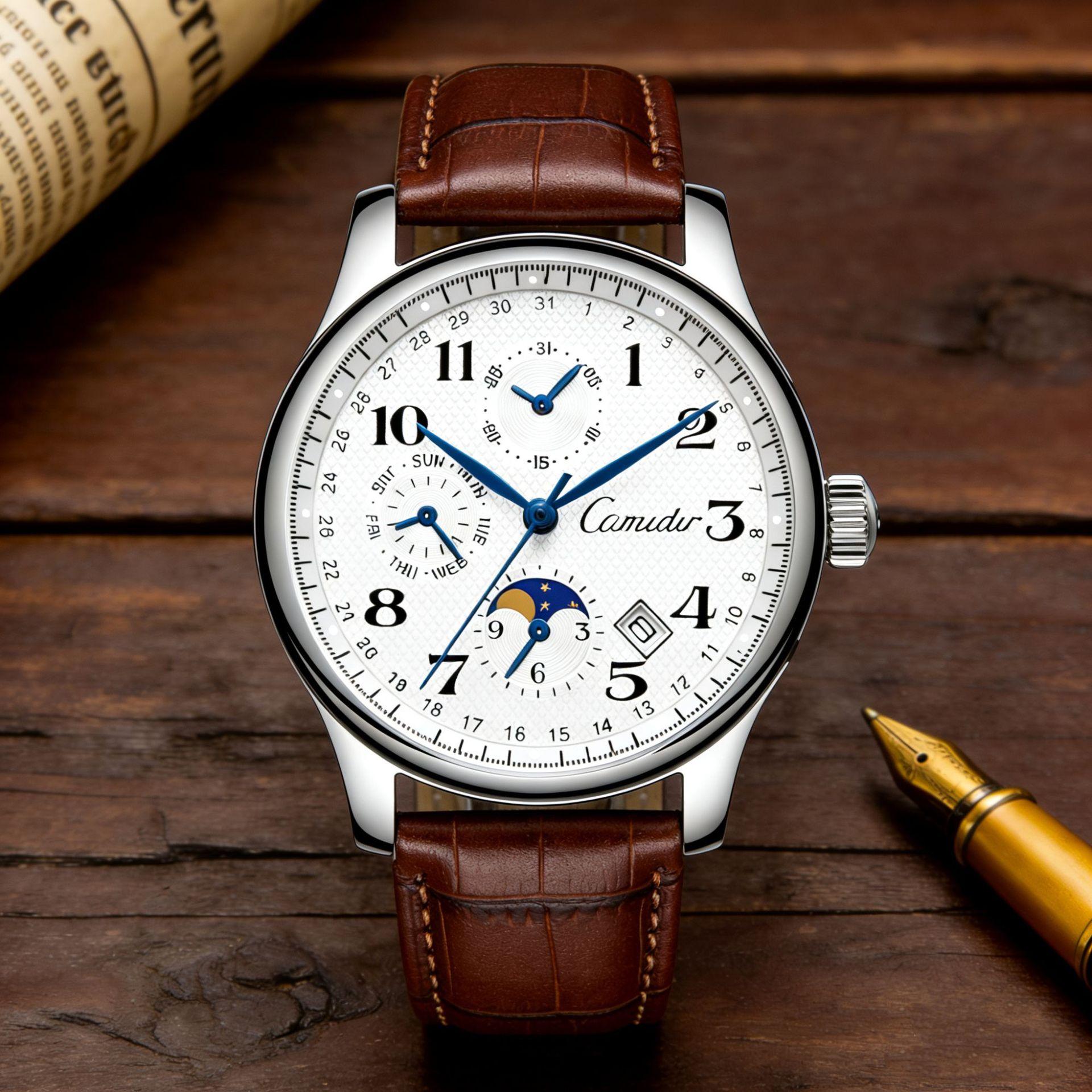 Hollow imitation mechanical watch men s watch men s calendar business digital steel belt watch