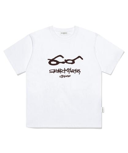 ESCAPEFROM Smart Glass Print Oversized Short Sleeve T-Shirt White