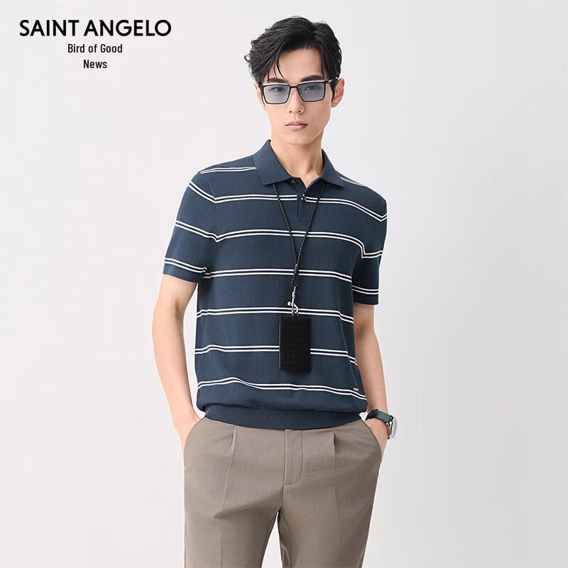 Men s Casual Striped Short Sleeve Polo Shirt 2XL