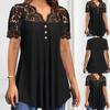 Spring/Summer 2025 European & American Women's Black Lace Short Sleeve Casual Top