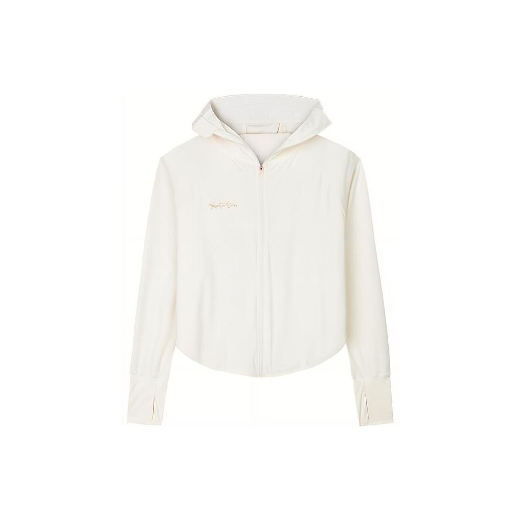 Anta Training Series Solid Color Zipper Hooded Loose UV Protection Sun Protection Jacket Women jackets Corn-White 162427704-5