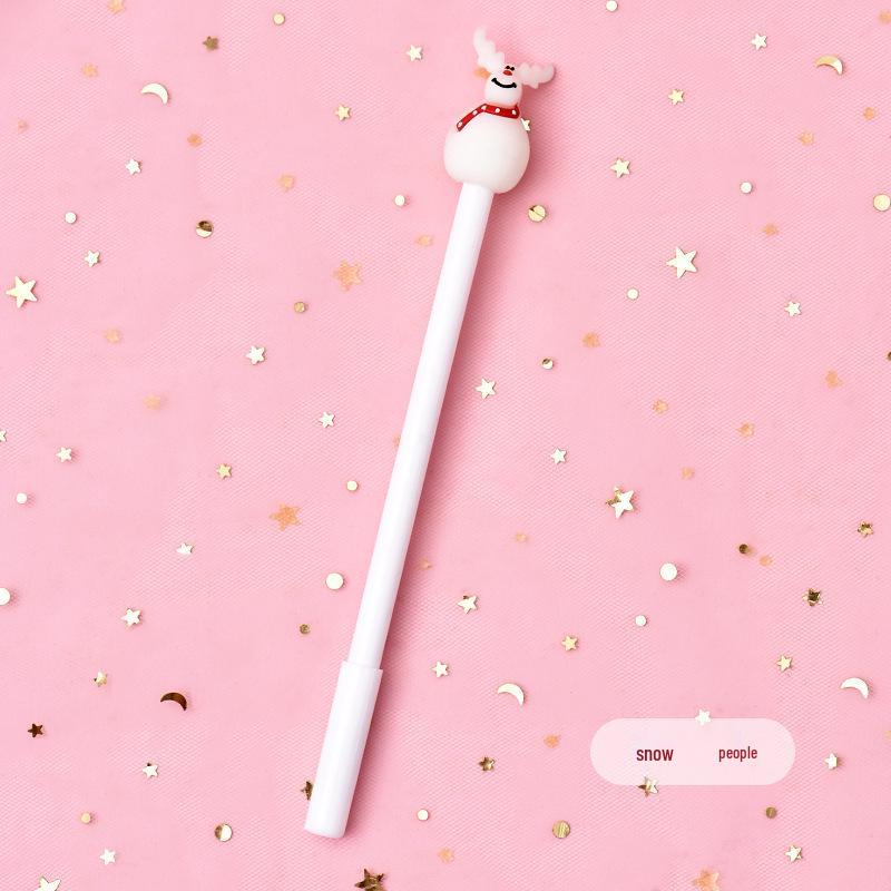 Festive Cartoon Christmas Pen: Cute Black Ink for Students
