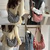 Striped Canvas Shoulder Bag for Women Large Capacity Casual Style Crossbody Bags Satchel Purse for Work and Everyday Use  Red