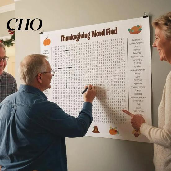 Thanksgiving Word Search Giant Thanksgiving/Christmas Poster 36 X 22 Inch Fun Activity Puzzle Wall Game PVC Reusable Holiday for Family Friendly