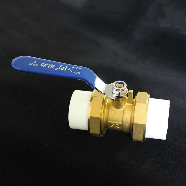 Pengbang Brass Double Union Ball Valve for PPR Water Pipe, 20mm & 25mm Fittings
