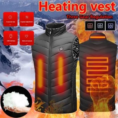 Nueva versión mejorada de chaleco calefactor eléctrico USB Unisex chaqueta almohadilla calefactora invierno Camping chaleco al aire libre ajuste de temperatura