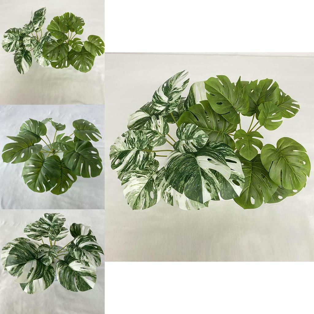Konstgjort Monstera-blad Hawaiiansk festdekor för hem, bord, bröllopsfotografering, falsk växt 80